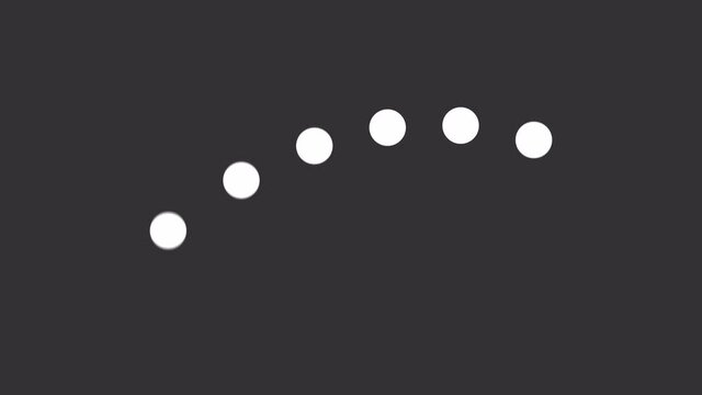 GUI 6 Light Ball Bounce Loader w/ Alpha. Animated playful UX loading screen with a row of 6 perpetual bouncing balls. Element includes alpha channel.