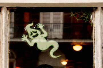 “Window ghost” sticker  on window in French Quarter, New Orleans 