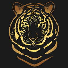 Tiger head in gold style. Premium vip style. Vector illustration.

