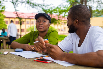 beautiful american african student feeling excited as they study their project.