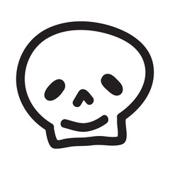 Hand drawn cartoon doodle skull. Funny cartoon skull isolated on white background.