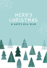 Christmas New Year scandinavian pine tree card