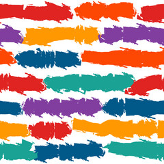 Brushstrokes motif print. Paint brush smears seamless pattern. Freehand urban design background. Trendy handdrawn modern grunge texture