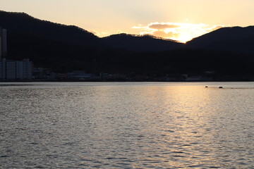 sunset on the lake