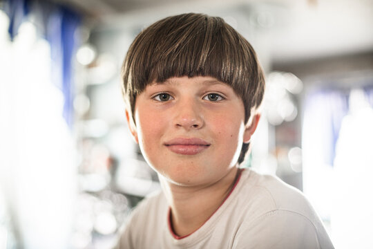 Boy Was Cut At Home. Hair Of Child Who Was Cut Without Hairdresser. Lifestyle During Coronavirus.