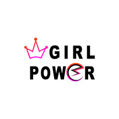 GIRL POWER inscription handwritten. GRL PWR hand lettering. Feminist print with slogan, phrase or quote. Modern vector illustration for t-shirt, sweatshirt or other apparel print