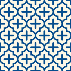 Obraz premium Seamless surface print with ogee ornament. Oriental traditional pattern with repeated mosaic tile Moroccan crosses motif