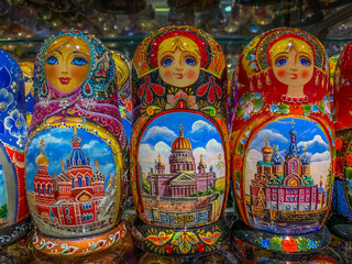 Fototapeta premium Close Up of Three Matryoshka Dolls