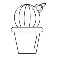 Flower pot with cactus sprout ecological icon