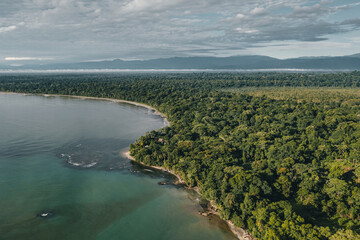 Top view shot of a beautiful island in Chequamegon-Nicolet National Forest Laona USA