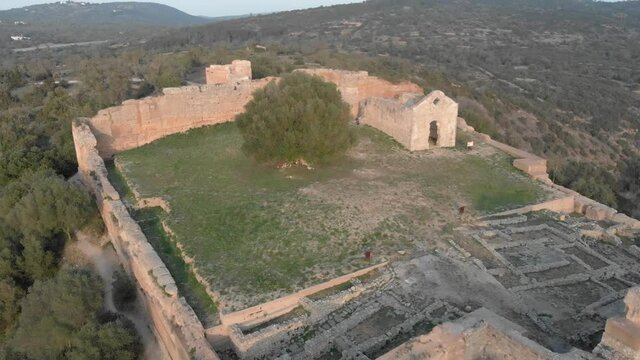 Castle of Paderne Ancient Ruins of Historic Fortress - Aerial Orbit