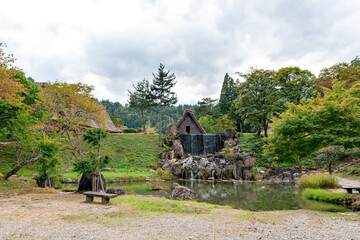 Traditional Japanese house with thatched roof in Shirakawago, Gifu, Japan