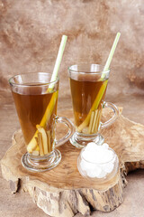 Wedang sere or serai is Indonesion traditional hot drink made from lemongrass. 