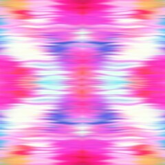 Optical tie dye kaleidoscope blur texture background. Seamless washed out symmetry ombre effect. 80s style retro geometric mirror pattern. High resolution funky beach wear fashion textile