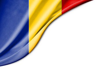 Romania flag. 3d illustration. with white background space for text.