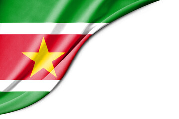 Obraz premium Suriname flag. 3d illustration. with white background space for text.