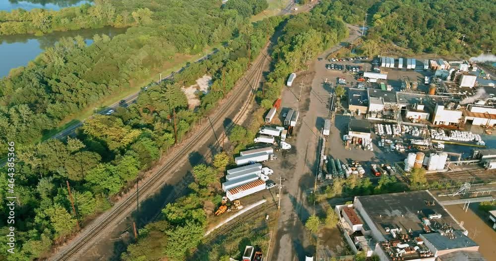 Wall mural aerial panoramic view on of a industrial plant zone chemical factory production