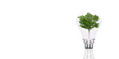 Energy-saving light bulbs and the goal of saving the world, as well as sustainable development. Concepts of ecology, idea innovation and inspiration, future technology, and brainstorming, 3d rendering