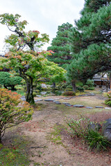 Fototapeta na wymiar Traditional Japanese garden in Takayama Jinya in Gifu, Japan in autumn