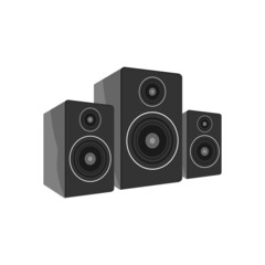 Audio speaker icons. Musical, center, single icon in cartoon style.Musical, center, bitmap symbol stock illustration web.