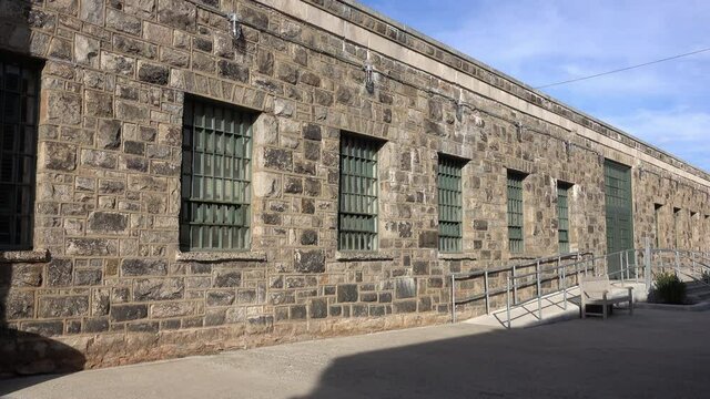 Long shot of administration building at Penitentiary.