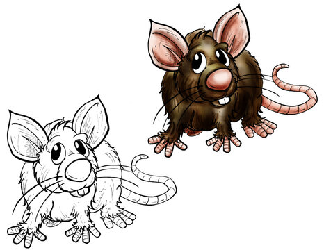 Rat cartoon and line.