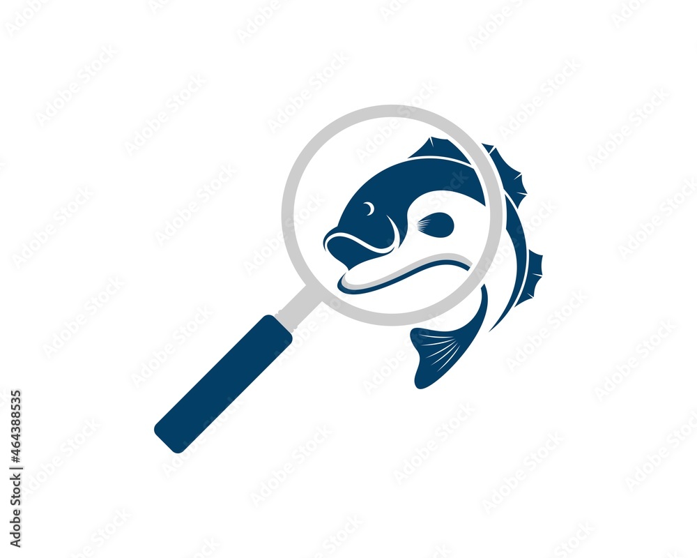 Sticker magnifying glass with jumping fish inside