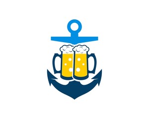 Anchor ship with two glass of beer inside