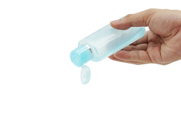 Hand of man that applying alcohol gel to make cleaning and clear germ, bacteria, Health care concept