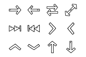 Arrows line vector doodle simple icon set