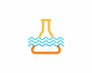 Laboratory test tube with sea wave in the middle