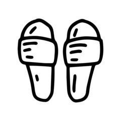 sauna slippers line vector doodle simple icon