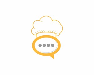 Bubble chat using chef hat illustration logo