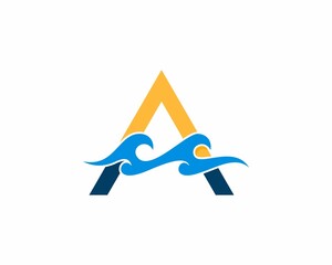 A Letter with blue wave in the middle