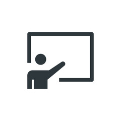 Training icon. Simple solid style. Teacher, course, coach, class, lecture, demonstrate, blackboard, pictogram, seminar, classroom concept. Vector illustration isolated on white background EPS 10