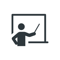 Training icon. Simple solid style. Teacher, course, coach, class, lecture, demonstrate, blackboard, pictogram, seminar, classroom concept. Vector illustration isolated on white background EPS 10