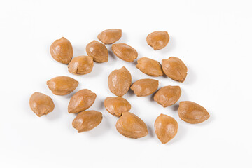 unpeeled almonds isolated on white background