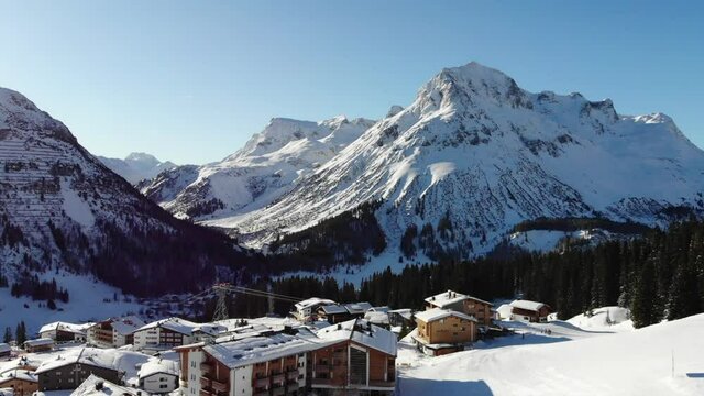 drone shot of Omeshorn in Vorarlberg, Austria