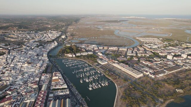 Panoramic view of the city of Ayamonte at the mouth of the guadiana river