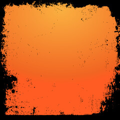 horizontal blank gradient orange square Halloween background with black grunge border