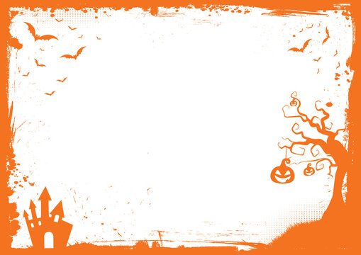 Halloween orange element border and background template