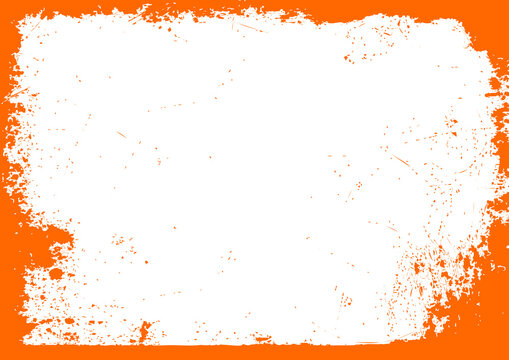 horizontal blank white Halloween background with orange grunge border
