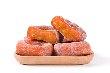 dried cut persimmon isolated on white background