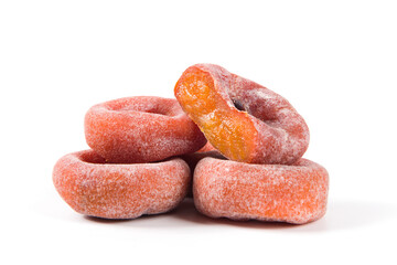 dried cut persimmon isolated on white background