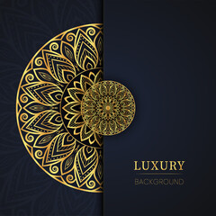 Luxury artistic mandala design background in gold color Free Vector