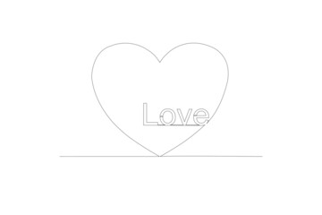 Vector illustration. Symbol design heart about love The hand-drawn continuously on a white background