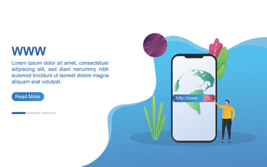 Illustration concept of www with search engine on the screen.