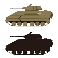 military armored vehicle with canon side view vector design