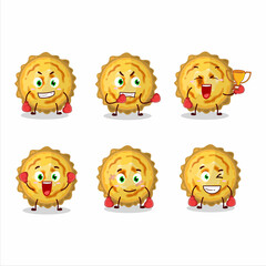 A sporty custard tart boxing athlete cartoon mascot design