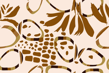 Rings. Tropical leaves. Exotic pattern. Creative seamless background. Fashion template for design, clothing, textiles